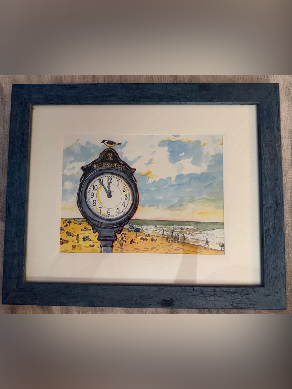 Blue Framed Coastal Watercolor Wall Art